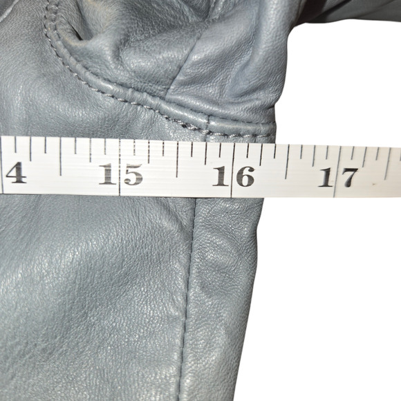 Trouve Womens XS Leather Coat Jacket Grey Studded Moto Asymmetrical Zipper Biker - Picture 11 of 13